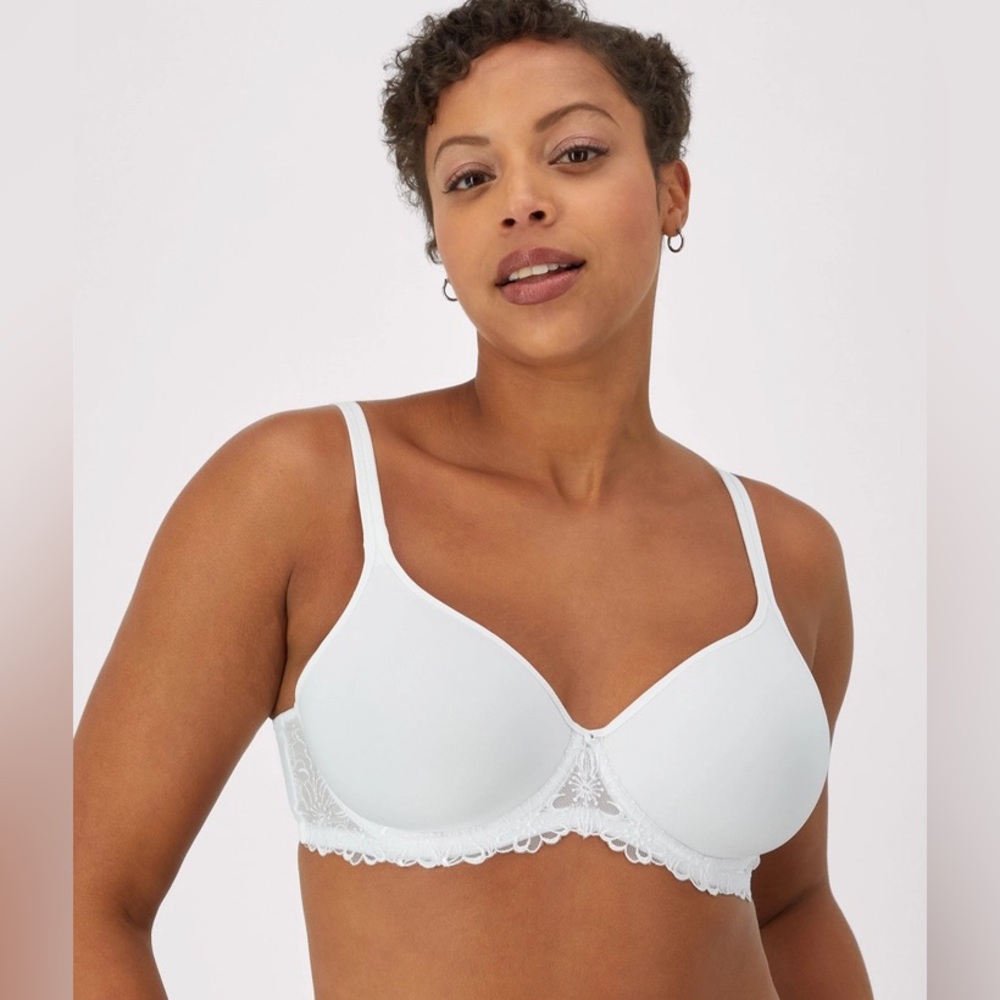 Bali One Smooth Ultra Light Embroidered Full-Figure Underwire Bra - White - 34D